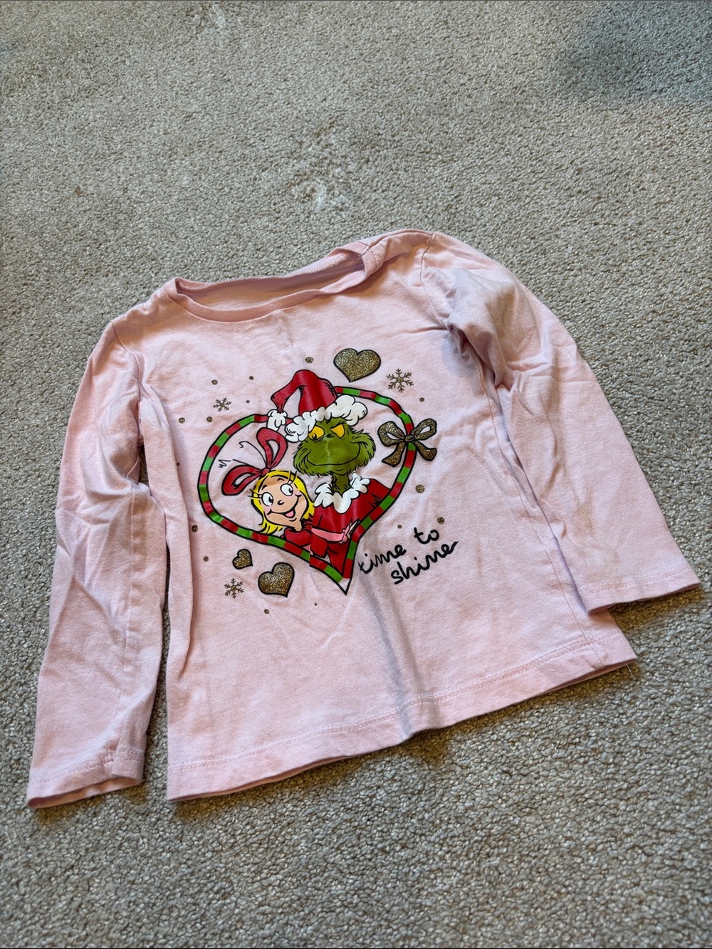 Pink Kids' Grinch Holiday Long-Sleeve Top